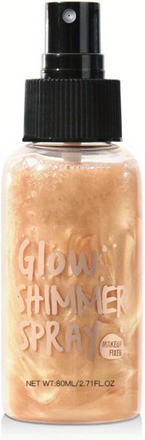 Body Shimmer Oil - Waterproof Body Luminizer Liquid Highlighter Makeup - Moisturizing Non-sticky Glow Shimmer Spray - Hydrating Face&Body Oil for Women, Lightweight for Face Glow - Rose Gold