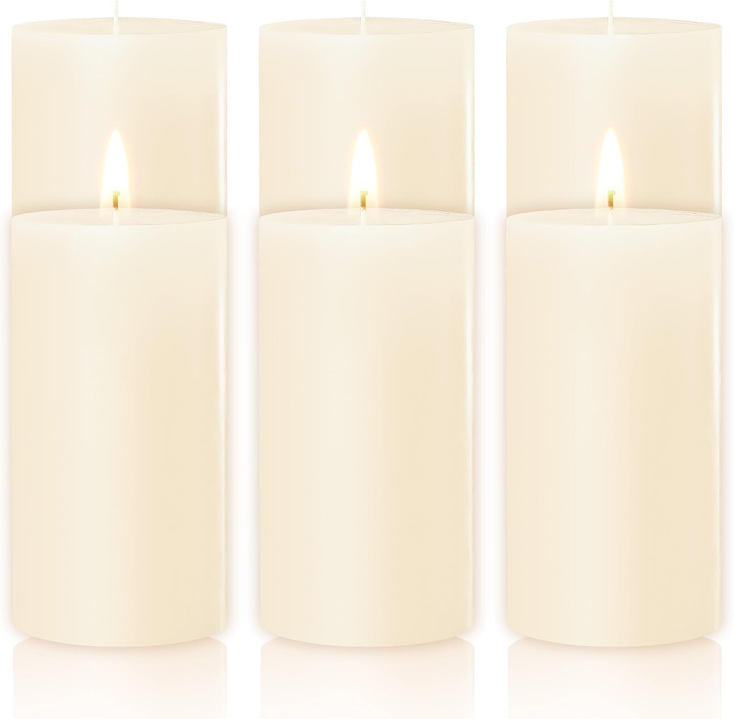 TRINIDa Pillar Candle - 6 Pack 50/100 mm Candles, Ivory, Unscented, 20 Hour Long Burning Time - Ideal for Church, Home Decor and Special Occasions