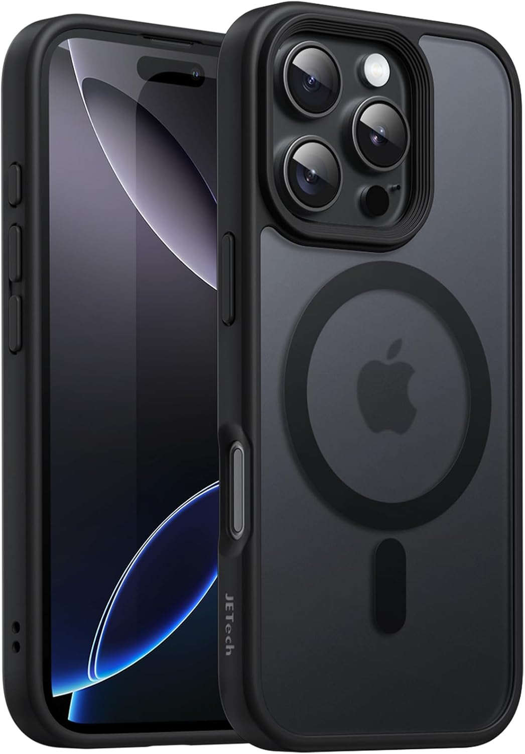 JETech Magnetic Case for iPhone 16 Pro 6.3-Inch Compatible with MagSafe, Translucent Matte Back Slim Shockproof Phone Cover (Black)