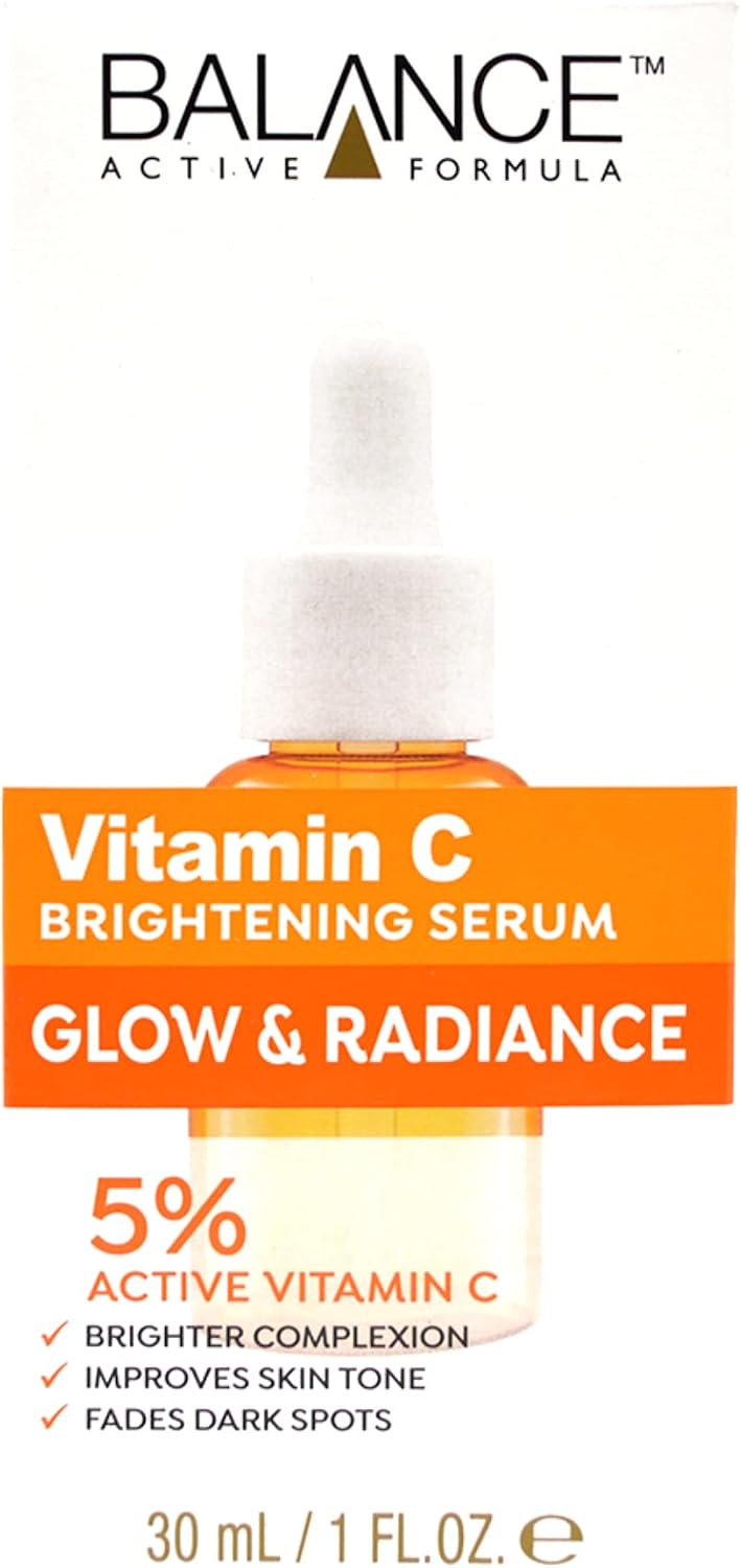 Balance Active Formula Vitamin C Brightening Serum - 3% Vitamin C for Radiant Skin, Dark Spot Corrector, Lightweight & Non-Sticky, Smooths and Revitalises - 30ml