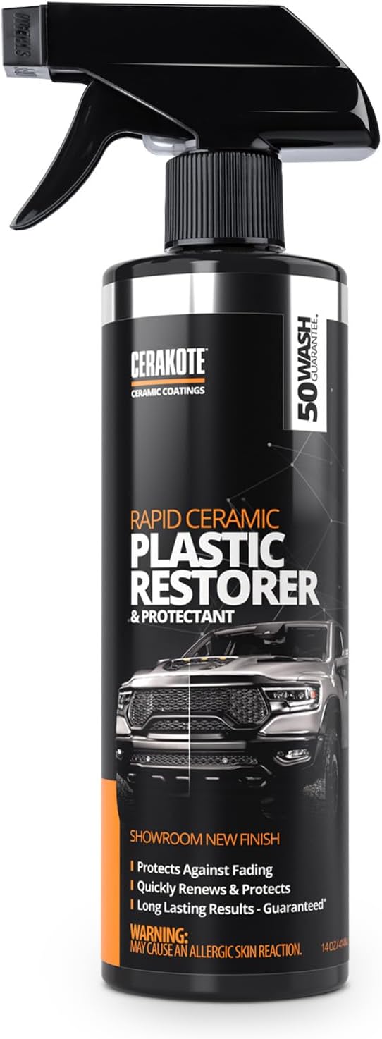 CERAKOTE Rapid Ceramic Plastic Restorer and Protectant - Protects New Trim - Restores Faded Plastic - Quick and Easy Application - Non-Greasy Finish - Ceramic Spray Coating for Cars and Trucks