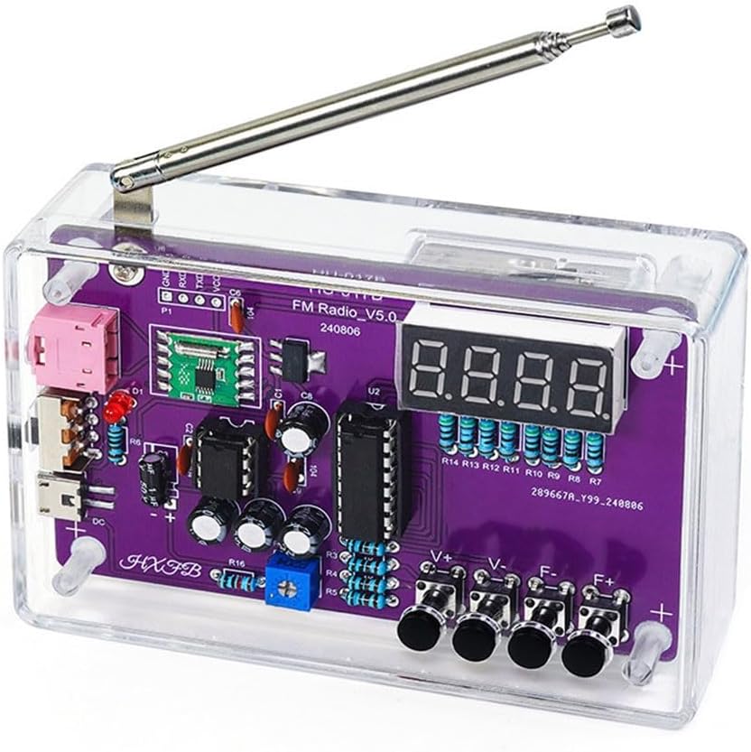 FM Radio Kit, Soldering Practice Kits DIY Electronics Soldering Kit Radio Module Receiver Kit 87-108 MHz(With Case)