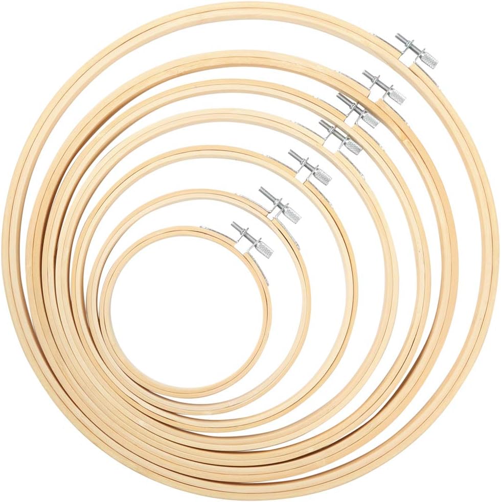 Caydo 7 Pieces 7 Sizes Embroidery Hoops Set 4 inch to 12 inch Circle Cross Stitch Hoop Rings for Craft Sewing and Ornaments