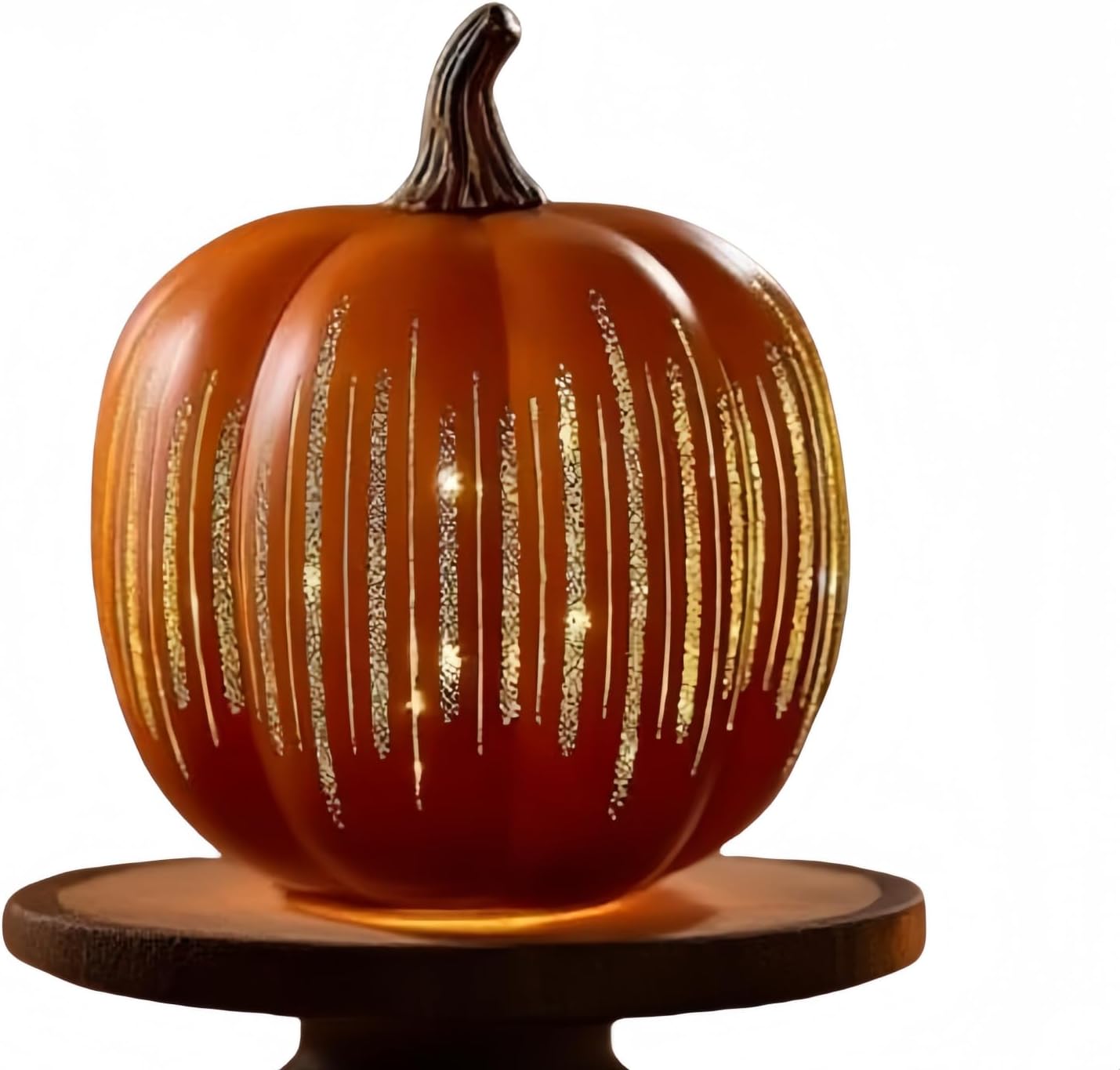 Starry Night LED Pumpkin Lights Resin Pumpkins with Twinkling & Timer, Sparkling Star Decor for Bedroom, Hallway, Indoor Fall Decor (Orange) (L)