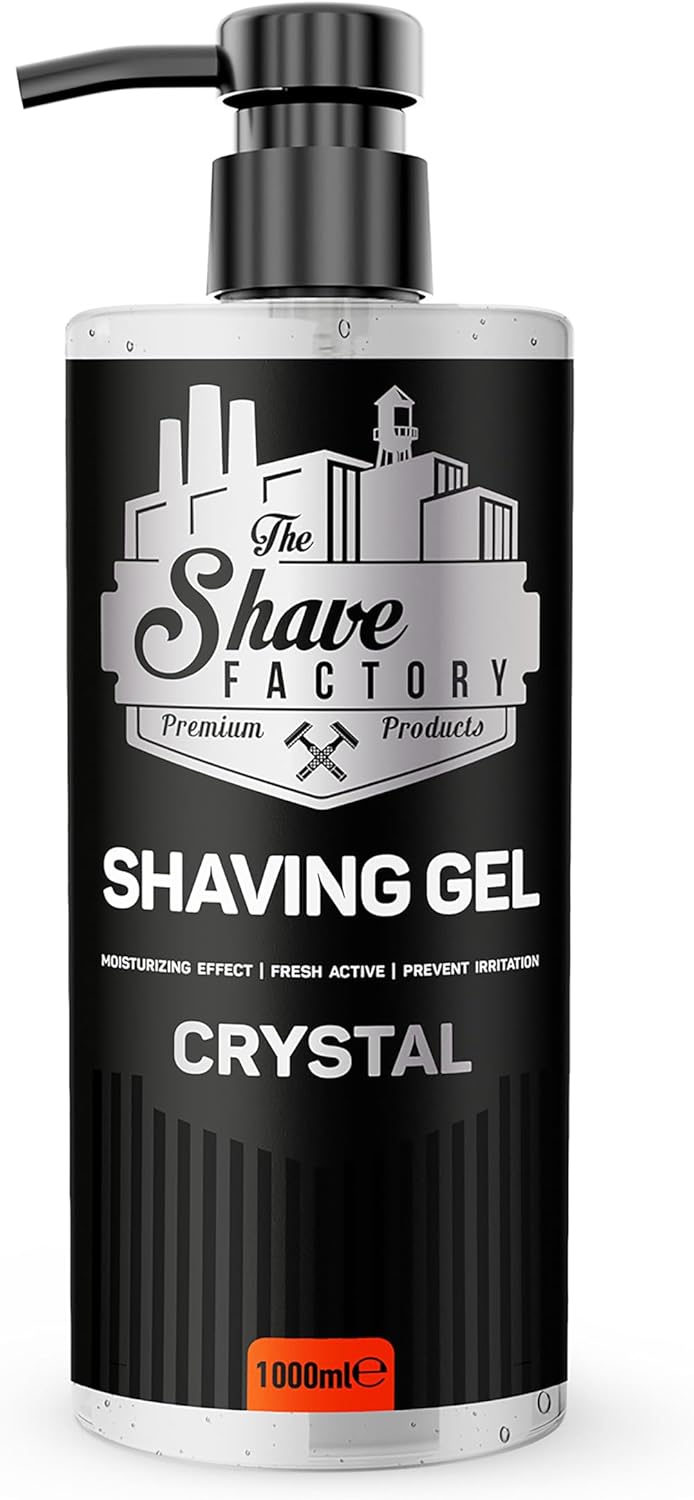 The Shave Factory - Shaving Gel | Non-Irritating | Precise shave on face and body | Shaving gel for men | Moisturizes the skin (Crystal (1000ml - 33.81 Fl. Oz))