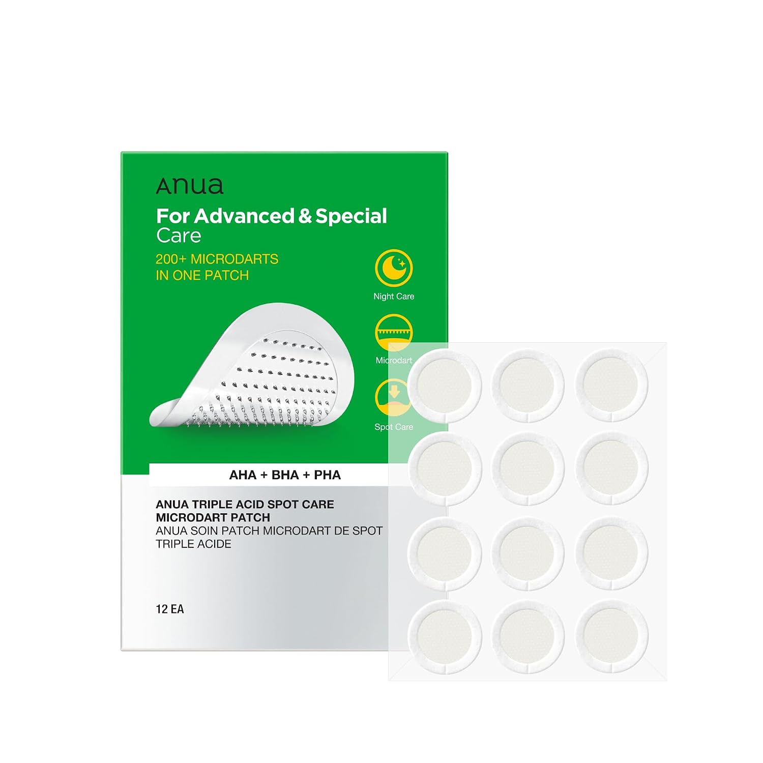 Anua Triple Acid Spot Care Microdart Patch, 12 Count