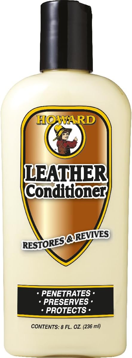 Howard Leather Conditioner Premium Leather Care Balm Cream with Lanolin, Neatsfoot Oil, and Carnauba Wax 236ml Revives, Preserves, and Protects Couches, Car Seats, Shoes, Boots, Tack and More
