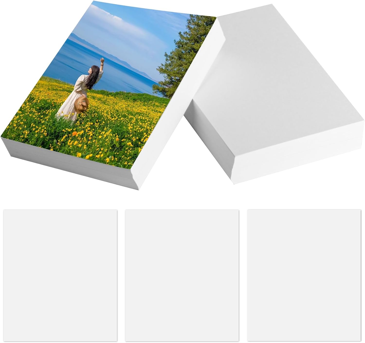 200 Sheets 4x6 Photo Paper A6, Glossy Photo Paper 200gsm 6x4/10 x 15 cm, Picture Printer Photographic Papers for Inkjet Printer Papers(White)