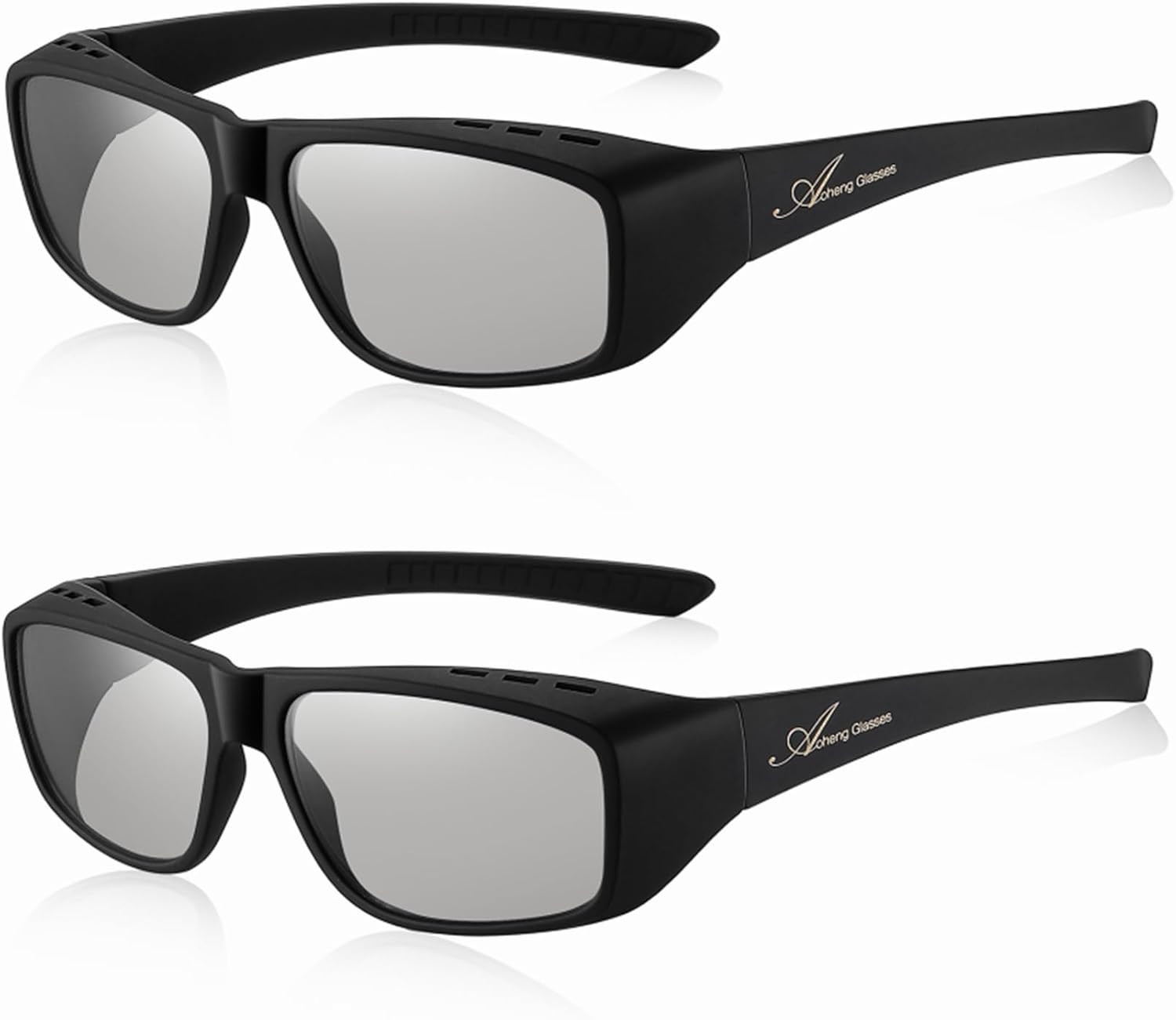 Cinema Passive 3D Glasses Large Frame,Clearer,Brighter,for RealD 3D Movie(2 Pack)