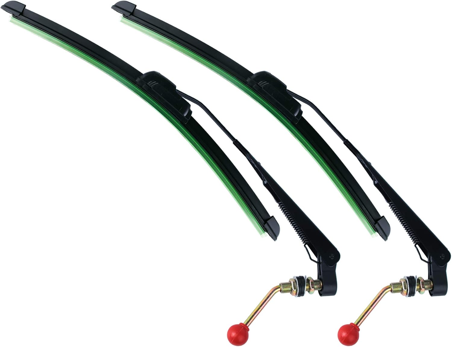 2 Set Manual Windshield Wiper Kit Compatible with UTV Hand Operated Windshield Wiper Blades for Polairs RZR Pro Ranger Honda Pioneer Maverick X3 Commander