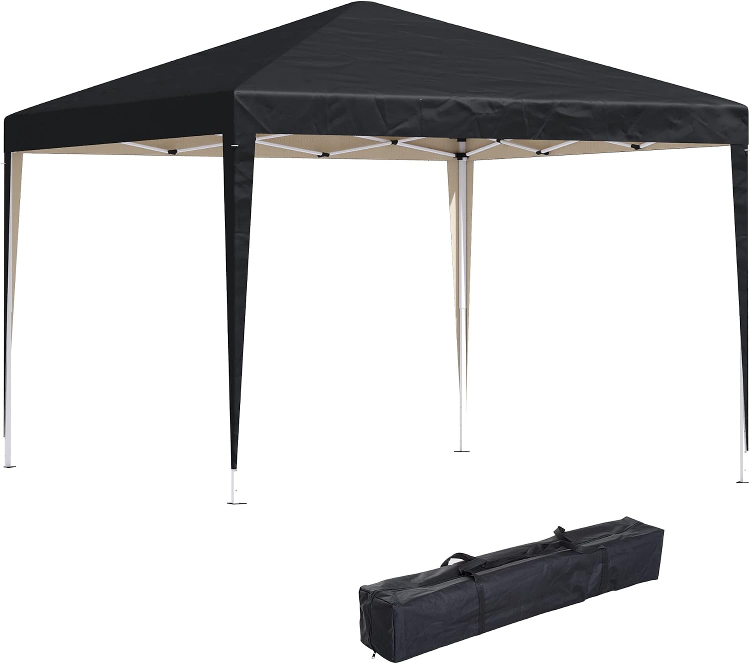 Outsunny 3 x 3M Garden Pop Up Gazebo Height Adjustable Marquee Tent, Black | Party Tent, Wedding Canopy, Carrying Bag