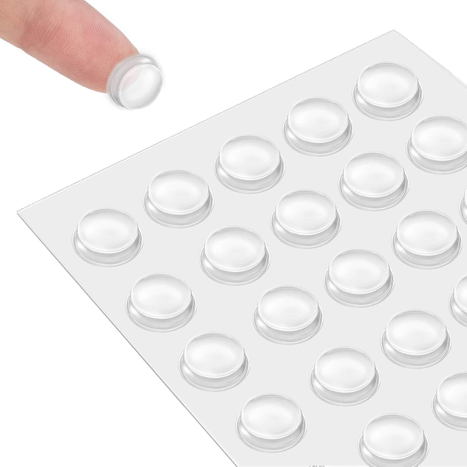 Silicone 160 Pcs Cabinet Door Bumpers Round, 1/2" Diameter Self Adhesive Clear Cupboard Door Drawer Bumpers for Kitchen Cabinets Cutting Boards Picture Frames