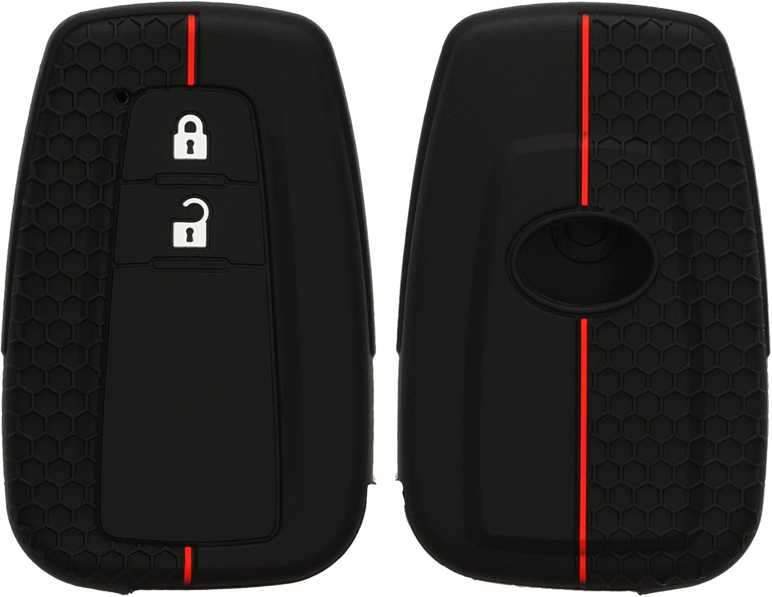 kwmobile Car Key Cover Compatible with Toyota 2 Button Car Key Smart Key Key Cover - Silicone Protective Car Key Fob Case - Black/Red