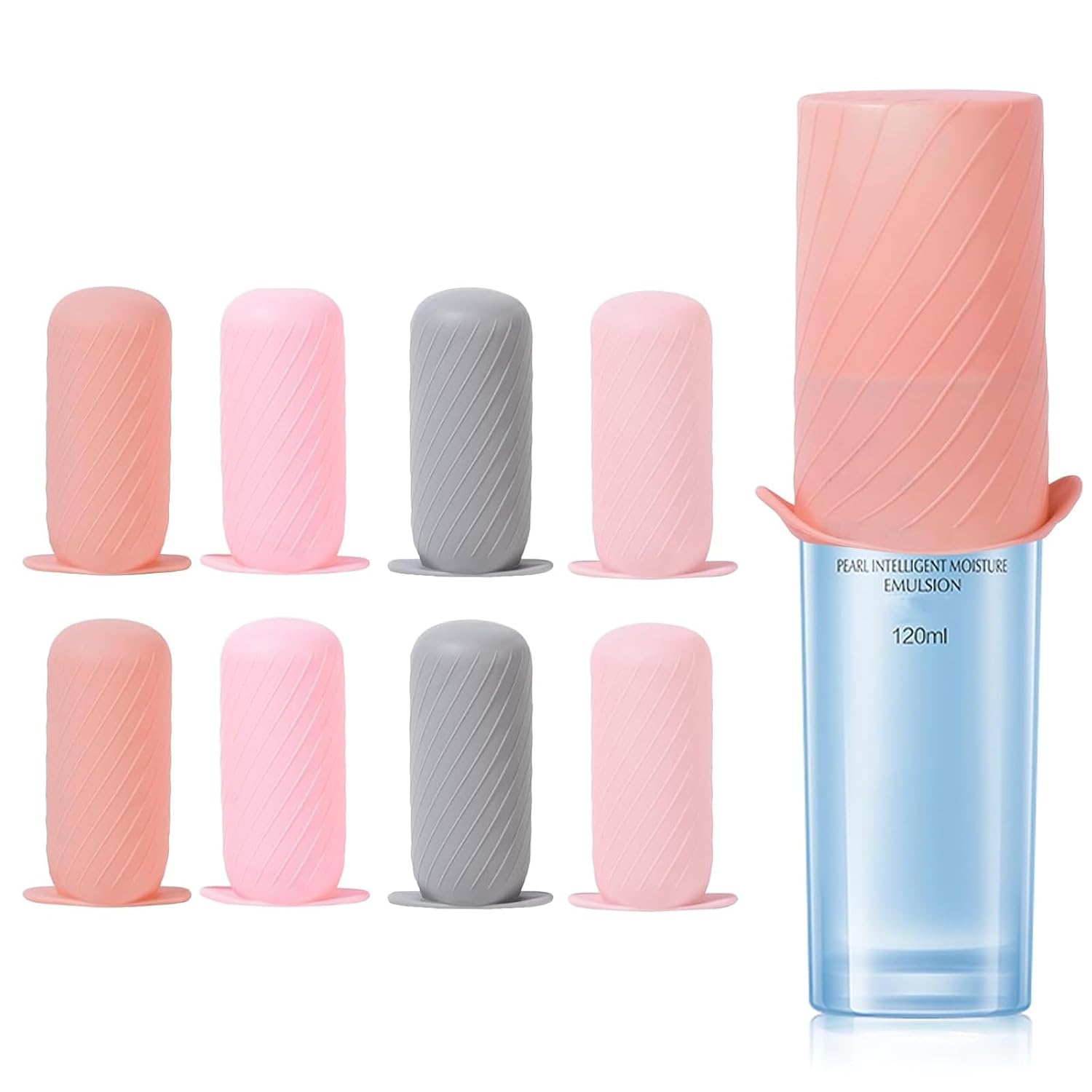 Mrsdry Bottle Covers for Travel, Leak Proofing, Travel Size Container Silicone toiletry sleeves, Leak Locks Travel Accessories for Shampoo Wash Body Bottles and other beauty and personal care(8pcs)