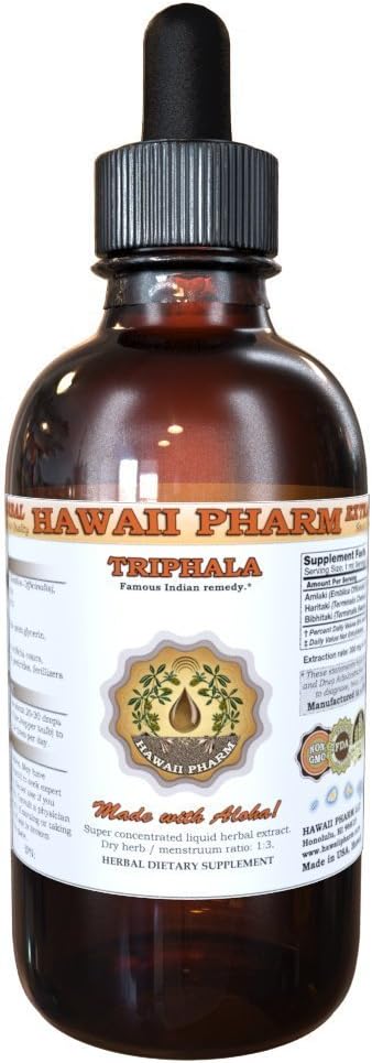 Hawaii Pharm Triphala Liquid Extract, Triphala Blend Tincture Herbal Supplement 4 fl.oz