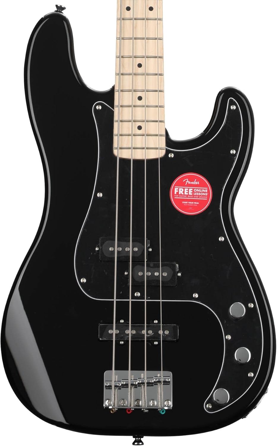 Squier by Fender Affinity Series Electric Precision Bass Guitar, Maple Fingerboard, Black Pickguard, Black, Comes with Free Virtual Lessons