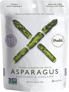 POSHI Marinated Asparagus Cuts Snack Pack | Rosemary + Oregano | Keto, Vegan, Paleo, Non GMO, Low Carb + Calorie, Gluten Free, Fully Cooked Vegetables, Gourmet, Healthy, All Natural (10 Pack, 1.34 oz)