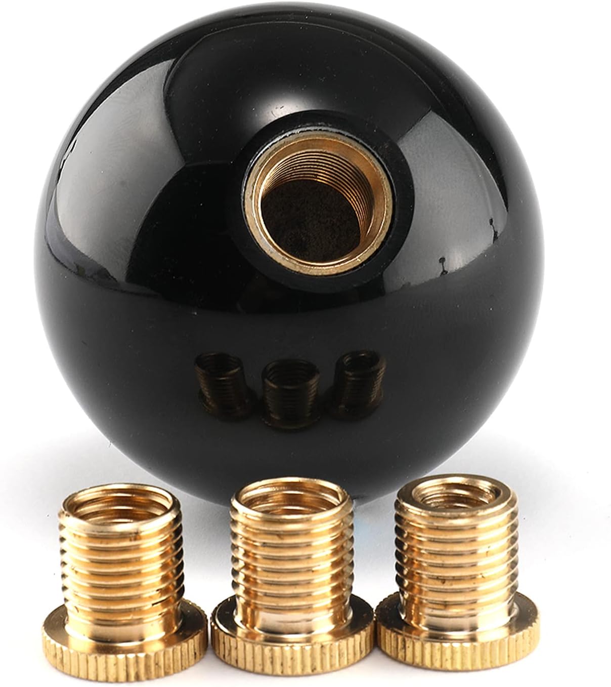 Round Ball Shift Knob Universal Gear Shift Knob 5 6 Speed for Manual Automatic Vehicles with Adapters (Pure Black)