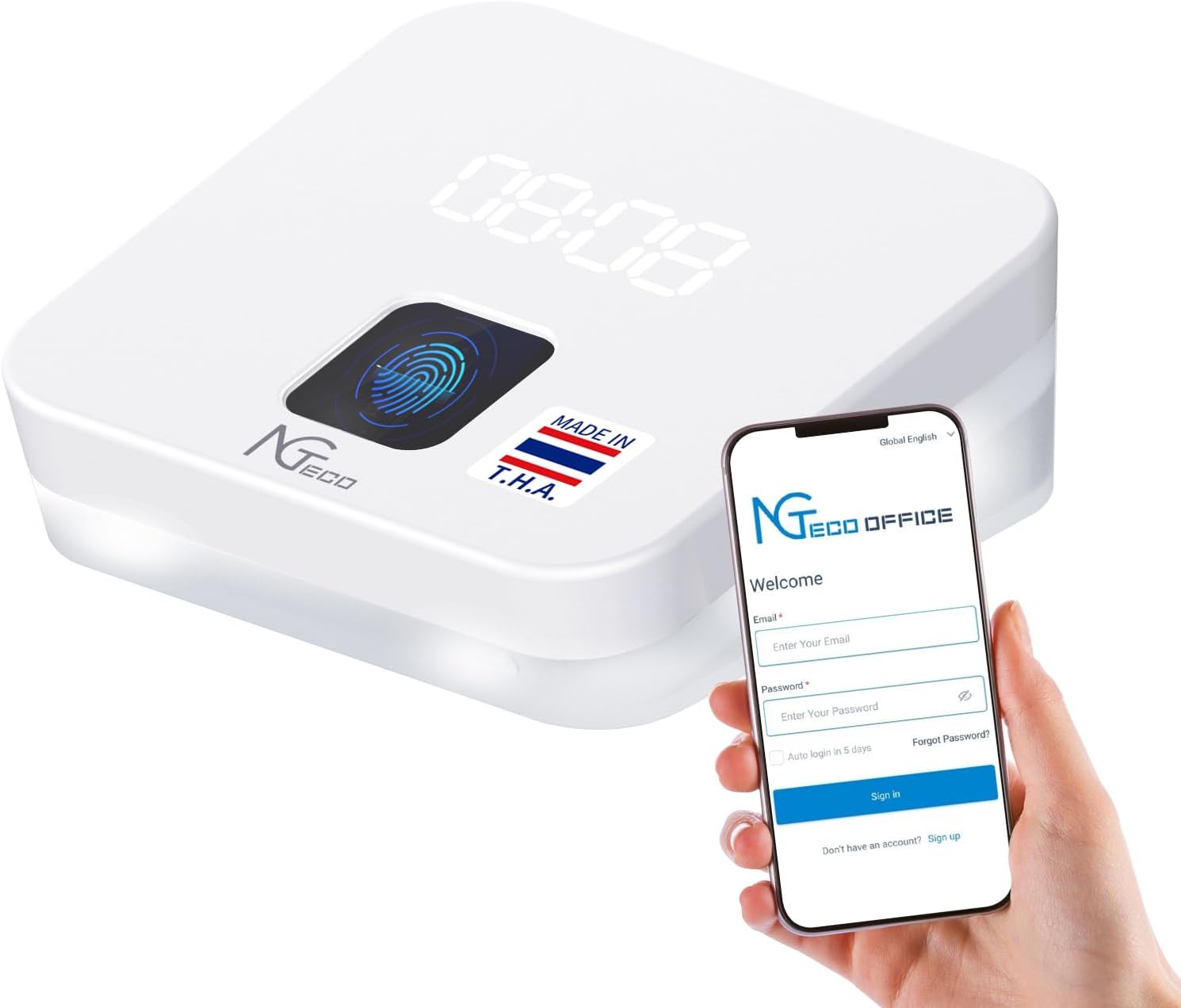 NGTeco Time Clock Cloud-Based, TC4 Fingerprint Time Clocks for Employees Small Business, 2.4G WiFi Customization Rule Clock in Machine with Remote Control Software & iOS/Android App, No Monthly Fee