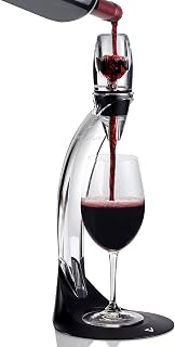 Vinturi Deluxe Essential Pourer and Decanter Tower Stand Easily and Conveniently Aerates Bottle or Glass and Enhances Flavors with Smoother Finish, Red Wine Set, Black