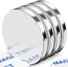 DIYMAG 4Pack Strong Neodymium Disc Magnets，Rare Earth Magnets with Double-Sided Adhesive Powerful Heavy Duty Magnets for Fridge DIY Building Scientific Craft and Office, 1.26inch D x 0.12inch H