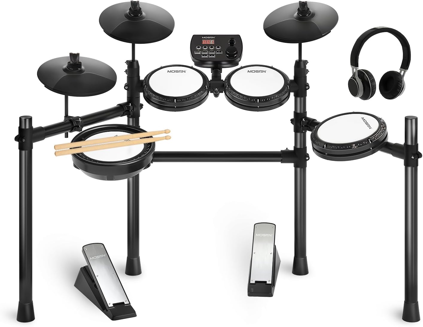 MOSEN Quiet Electric Drum Set Beginner,195+ Sounds & 25 Drum Kits,MED-X3