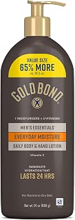 GOLD BOND Men's Essentials Everyday Moisture Daily Body & Hand Lotion with Vitamin C, Formulated for Men's Dry Skin, Value Size, 24 oz.