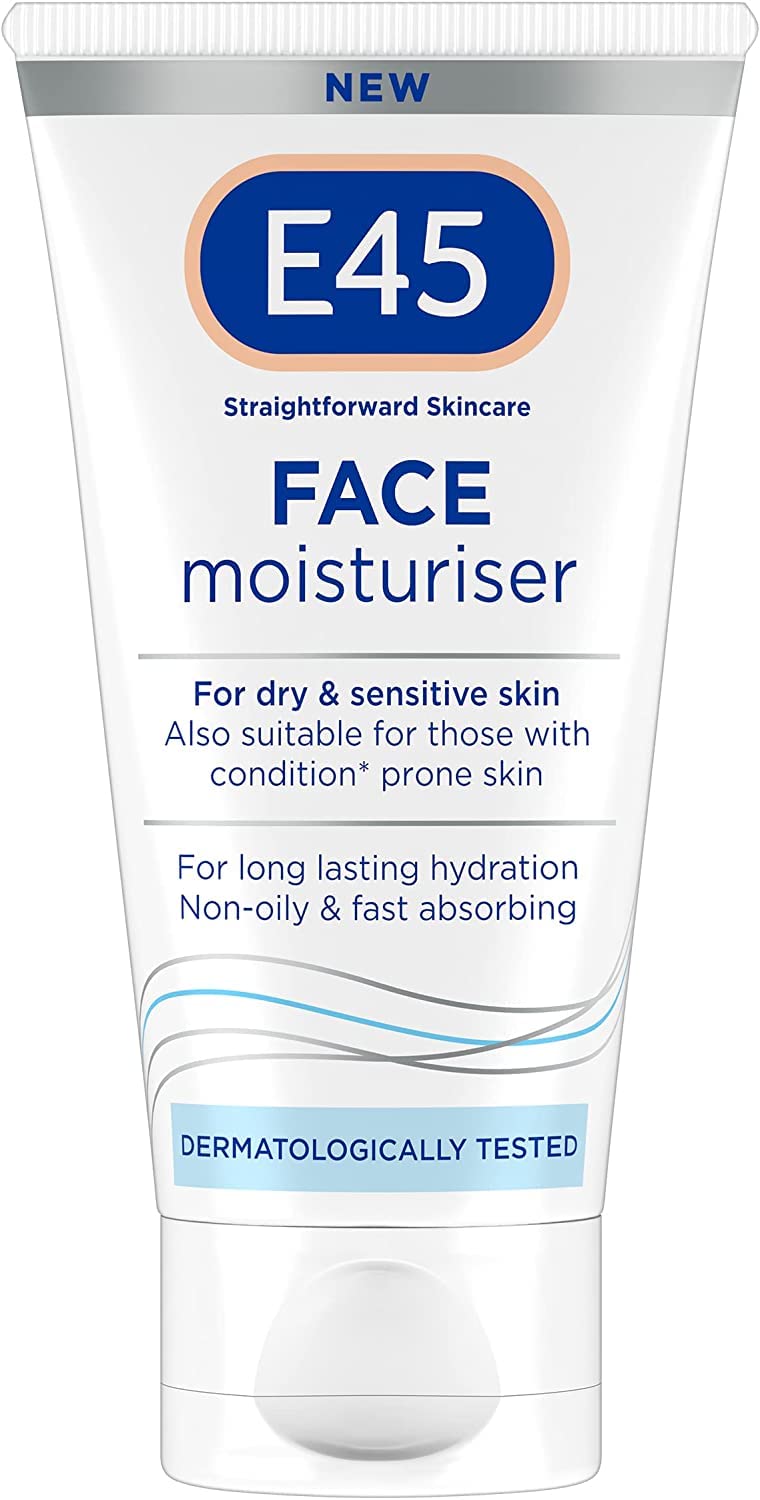 – Face Cream for Long-Lasting Moisturisation – E45 Cream for Dry and Sensitive Skin – Dermatitis and Eczema Cream – Fast-Absorbing and Non-Greasy Formula - Dermatologically Tested