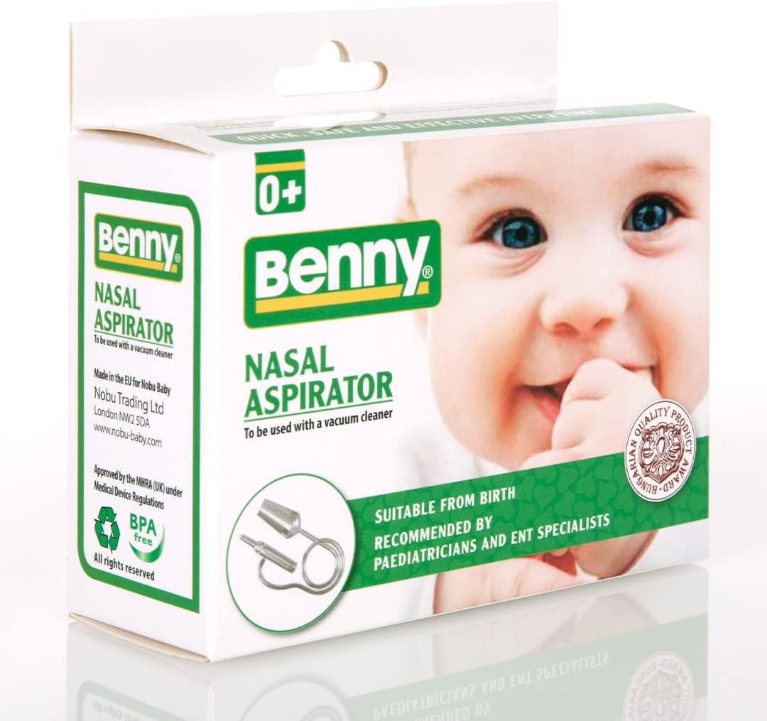 Benny Nasal Aspirator -The Most Effective Nose Cleaner for Sinus Congestion Cold and flu. Safe, Gentle and Fast Nose Suction for Newborns Children Even for 7yrs
