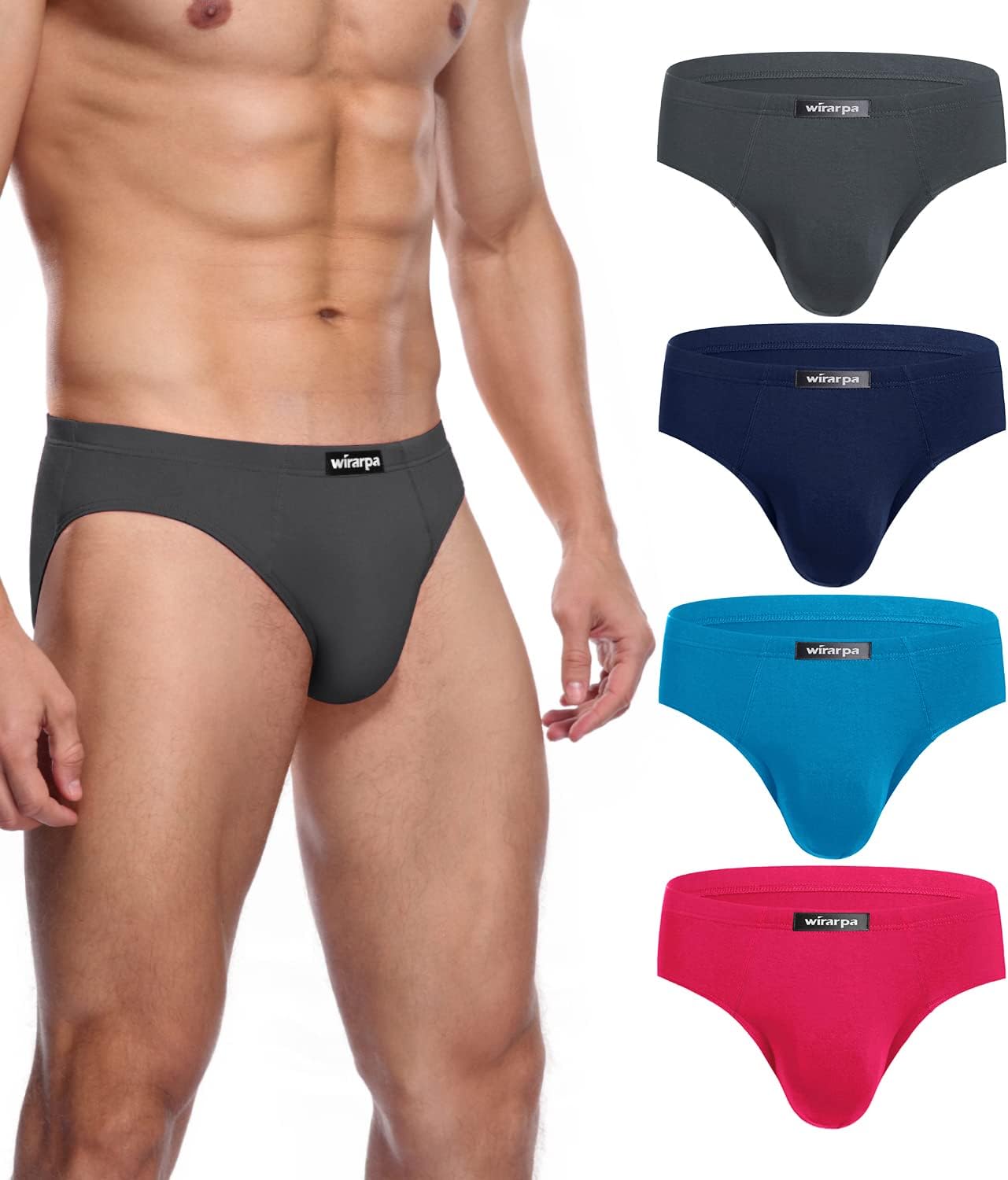 wirarpa Men's Modal Briefs Underwear Soft Microfibre Underpants No Front Silky Touch Slips Covered Waistband Multipack