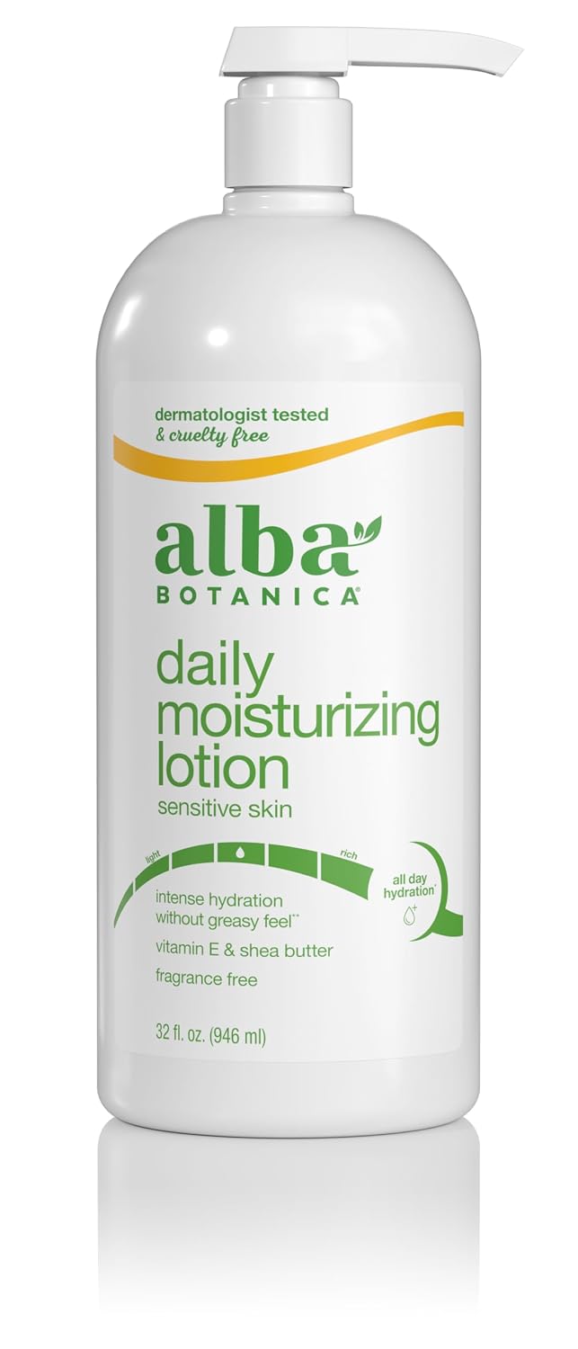 Alba Botanica Daily Moisturizing Lotion, Sensitive Skin, Fragrance Free, 32 Oz (Packaging May Vary)