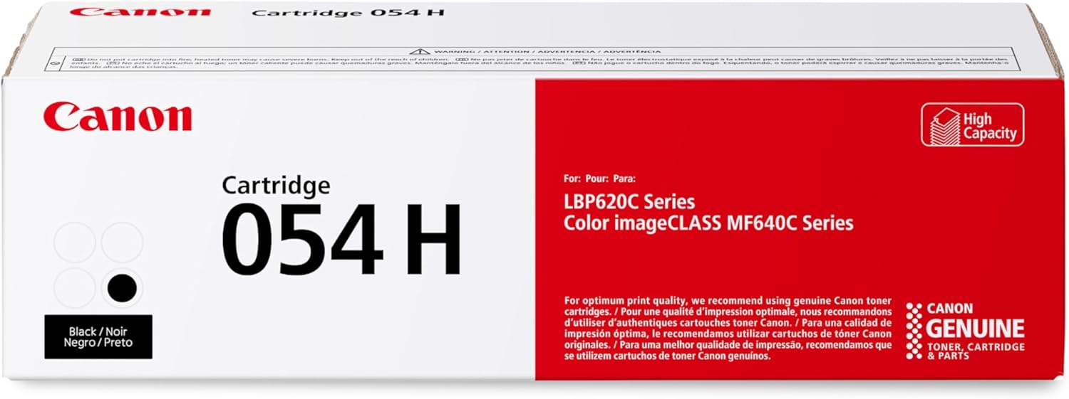 Canon Genuine 054 Black Toner Cartridge High Capacity Compatible with LBP622Cdw, LBP623Cdw, MF641Cdw, MF642Cdw, MF644Cdw