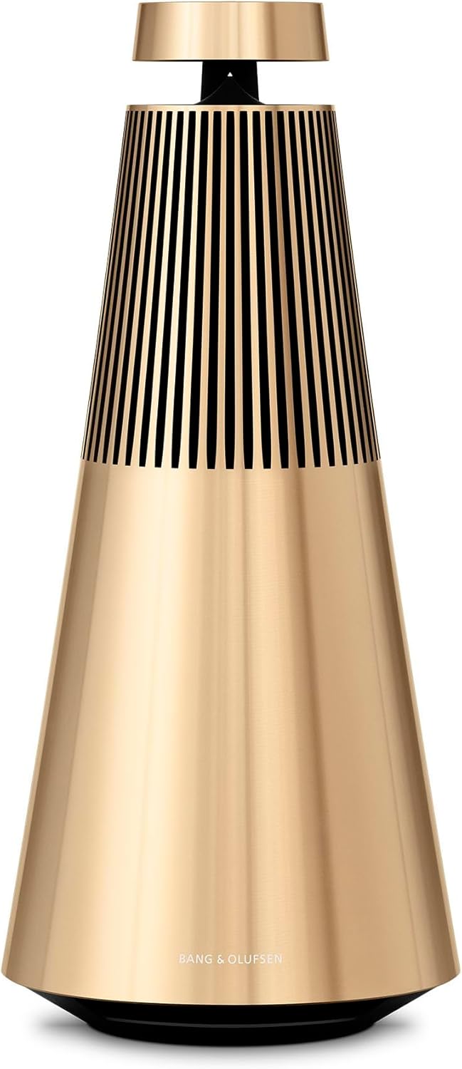 Bang & Olufsen Beosound 2 (3rd Gen) - Elegant and Powerful WiFi Home Speaker with 360 Degree Room-filling Sound, Floorstanding or Bookshelf Speaker Crafted in High-grade Aluminium - Gold Tone
