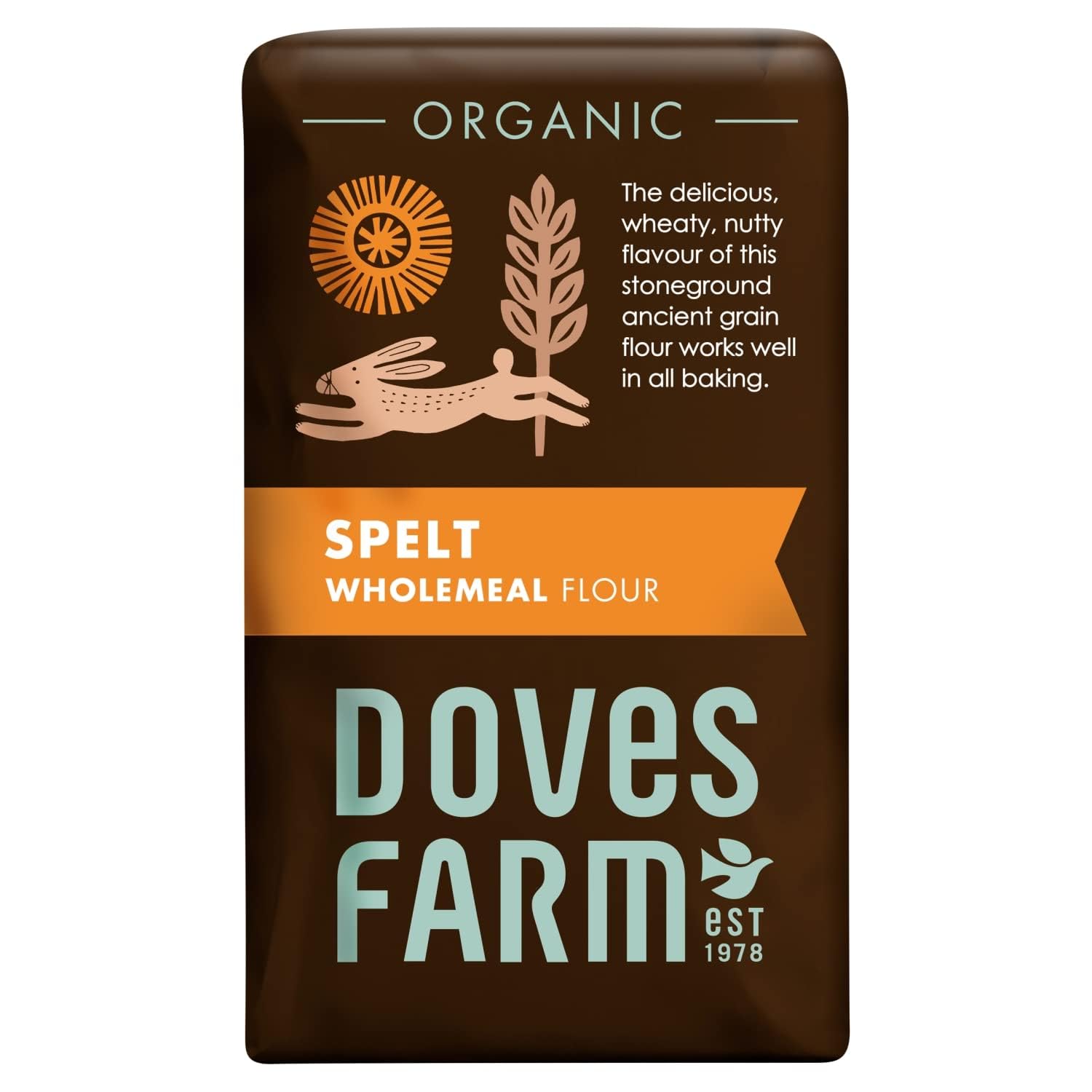 Doves Farm Organic Wholemeal Spelt Flour | Works Well in All Baking | Delicious Wheaty & Nutty Flavor | Healthy Stoneground Ancient Grain Flour | 35.27 Oz/1 kg