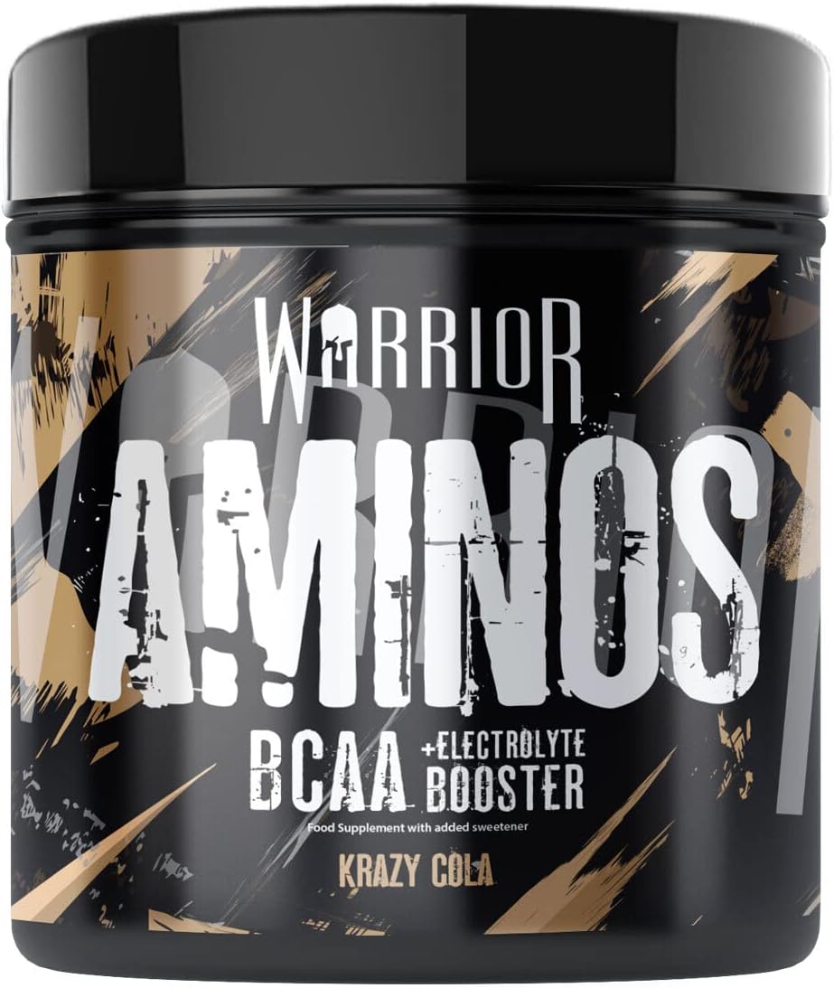 Warrior Aminos + Electrolyte Powder 360g - Amino Acid (BCAA) Hydration Formula for Performance & Recovery - Supplement for Intra or Post Workout - 30 Servings (Krazy Cola)