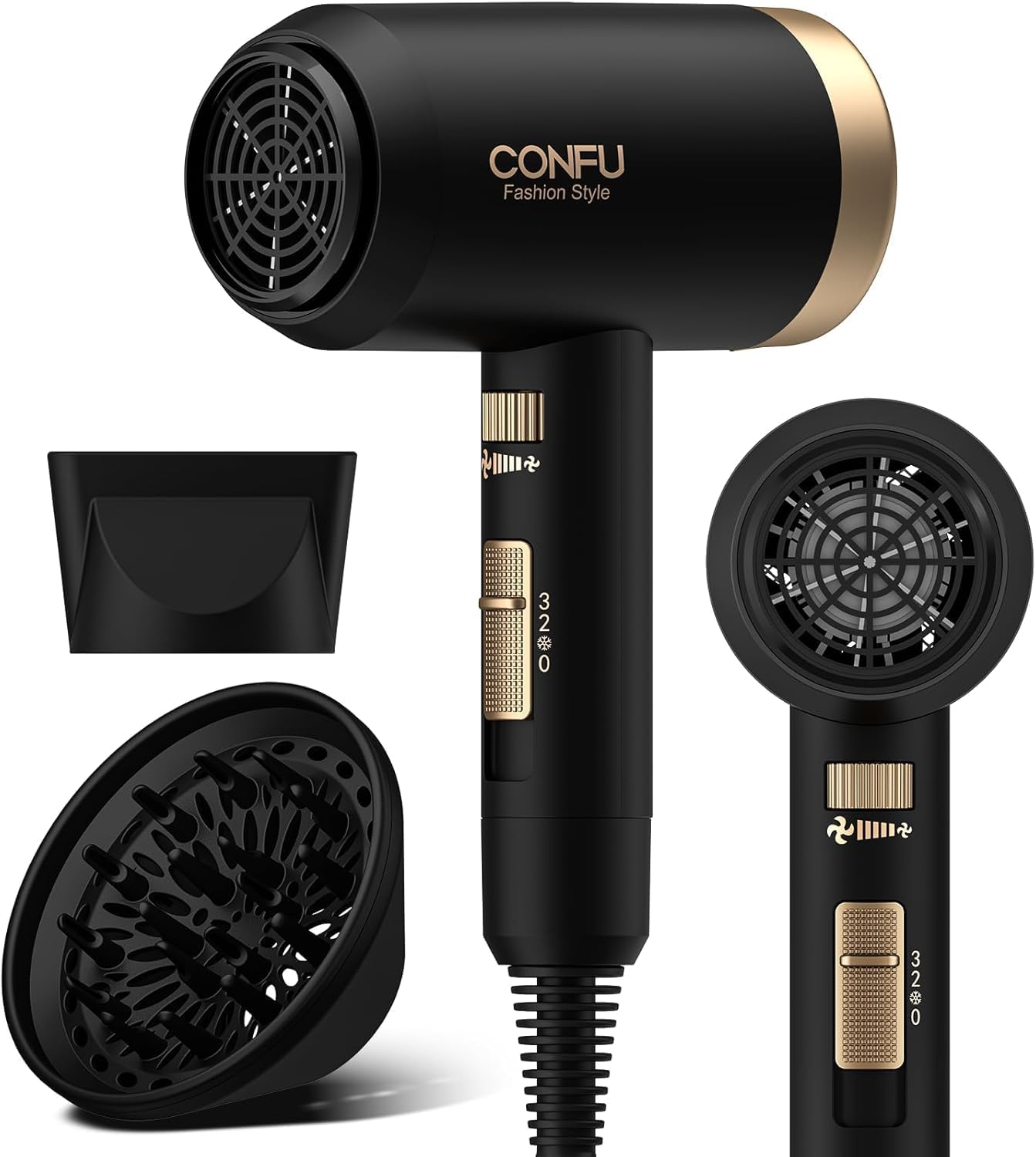 Hair Dryer, CONFU Blow Dryer with Diffuser, 21000PRM Professional Hairdryer