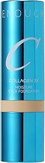 ENOUGH Collagen 3X Moisture Stick Foundation with Brush, Full Coverage Tinted Sunscreen for Face, Long-Lasting Korean Makeup, Perfect Тinted Мoisturizer with SPF 50+ (#21N Clear Beige, 0.49 oz / 14g)