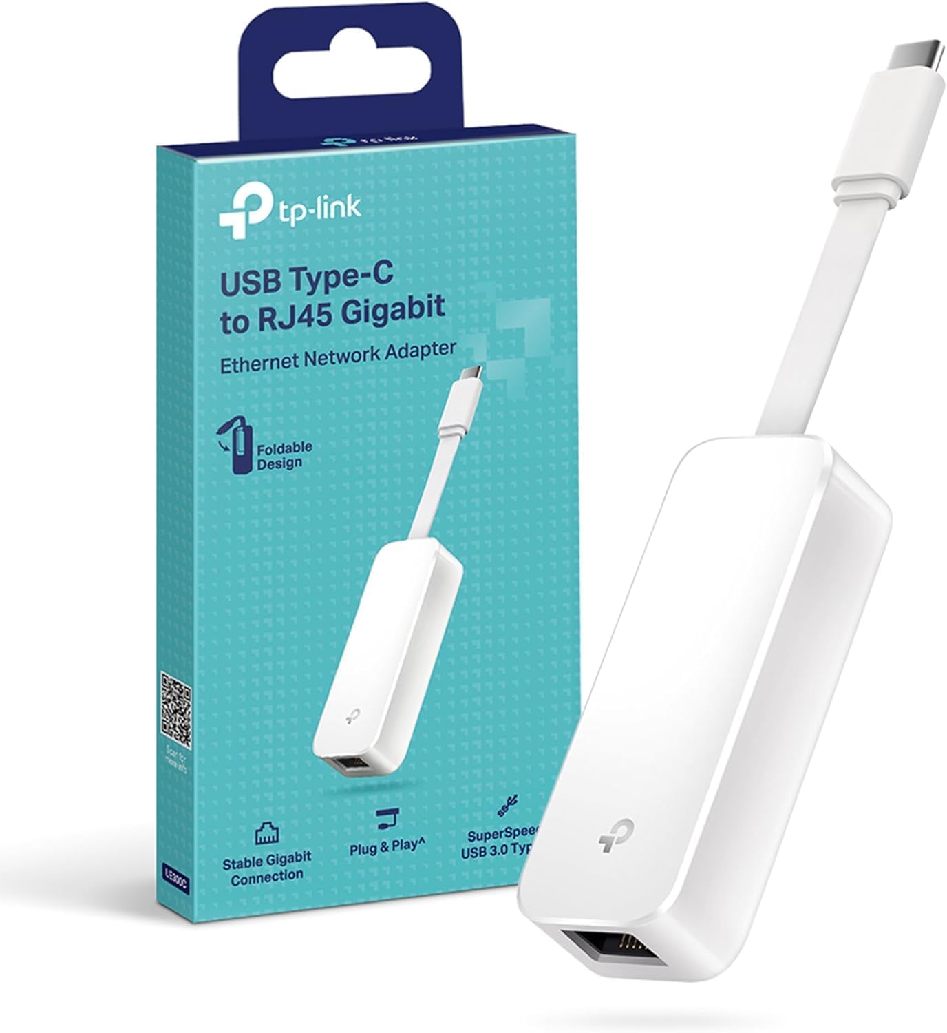 TP-Link UE300C Gigabit USB C to Ethernet Adapter, USB 3.0 Network Adapter | Ultra-Light & Foldable Design, Plug & Play for Laptop, Tablet, MacBook, Chromebook, Nintendo Switch, Win/macOS/Linux