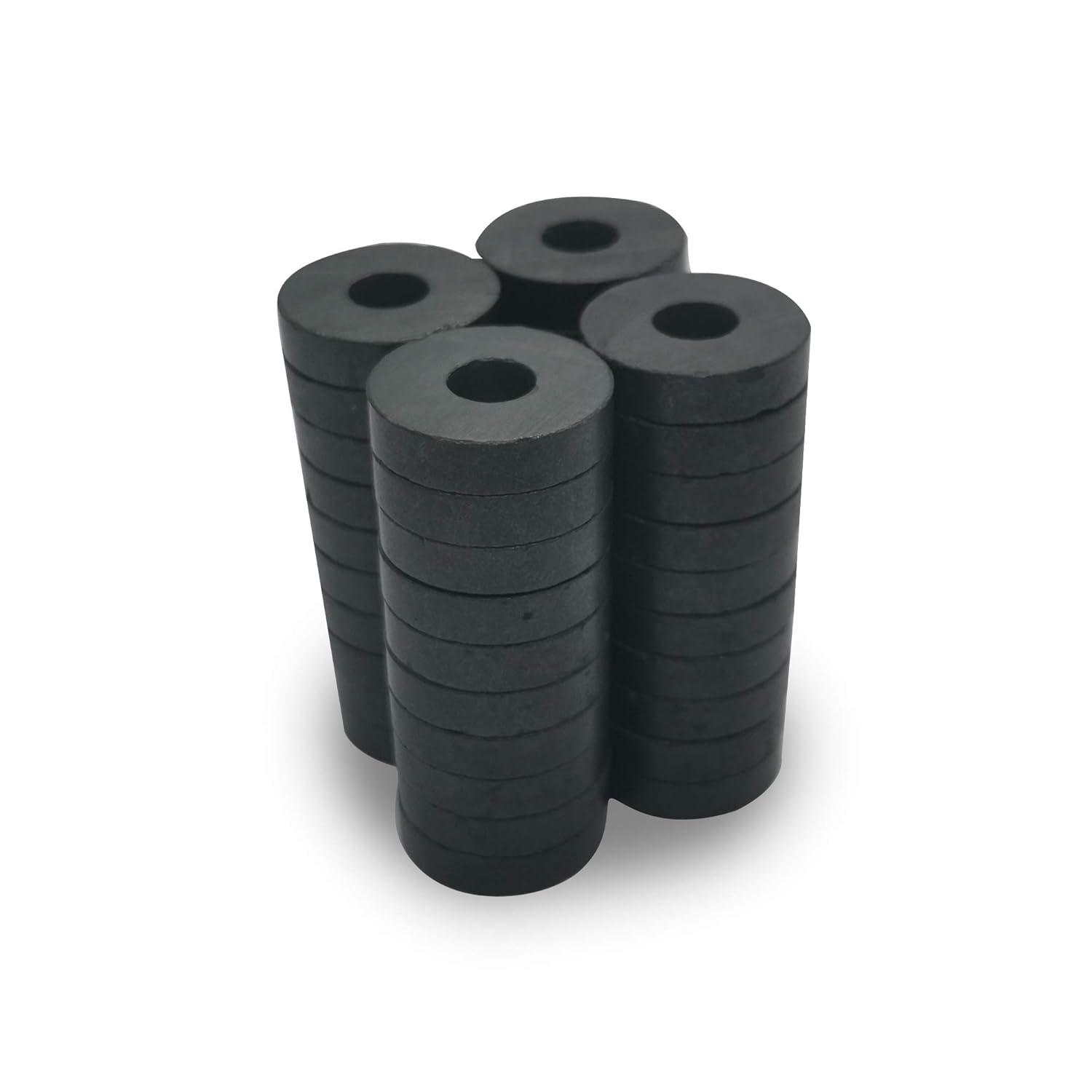 TSUYA Ferrite Ring Magnets for Crafts and Science Projects - 40 Pcs, 21mm Circle Magnets with Center Hole - Bulk Pack