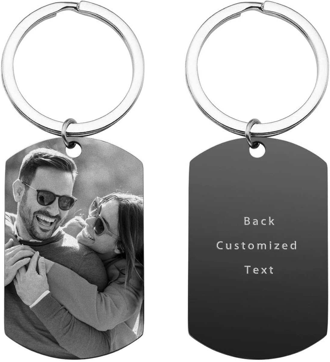 Custom Keychain, Personalized Photo, Laser-Printed Text & Image - Ideal for Christmas, Valentine's Day, Birthday, Father's Day, Anniversary, and Safe Driving Reminders - Perfect Couple Memorial Gifts