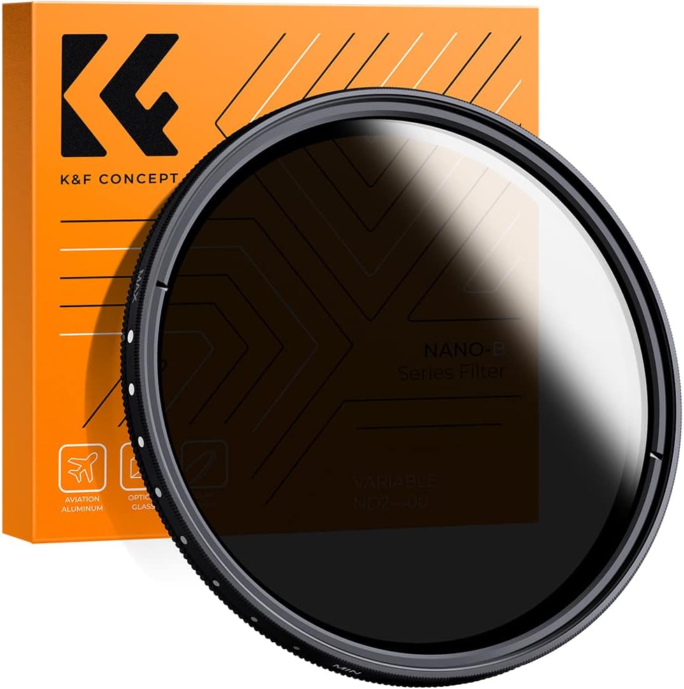 K&F Concept 67mm ND2-400 Slim Variable ND Neutral Density Filter Adjustable Fader ND2 ND4 ND8 ND16 to ND400 Lens Filter + Microfiber Cleaning Cloth for DSLR Cameras (Nano-B Series)