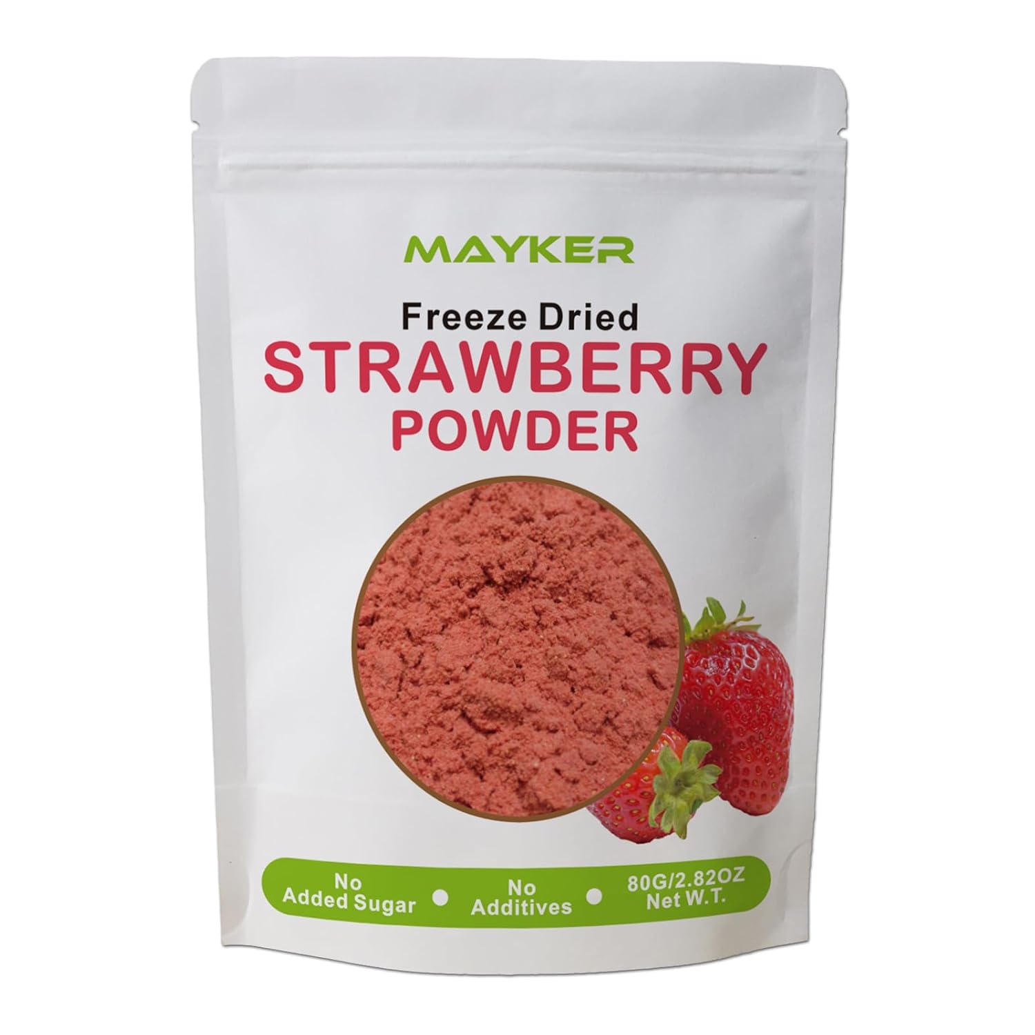 MAYKER Freeze Dried Strawberry Powder 2.82OZ (80Grams), No Added Sugar, No Additives, Pure Natural Strawberry Powder Great for Smoothies, Desserts, Beverages, Baking