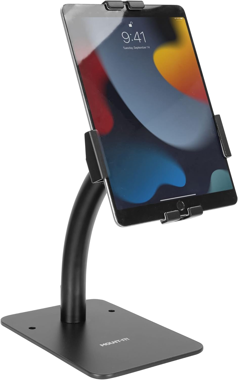 Mount-It! Anti-Theft Tablet Kiosk Countertop Stand, Universal Retail POS Tablet Stand for 7.9"–11" iPad & Samsung Tablets, 360° Rotation & Bolt-Down Base, Black