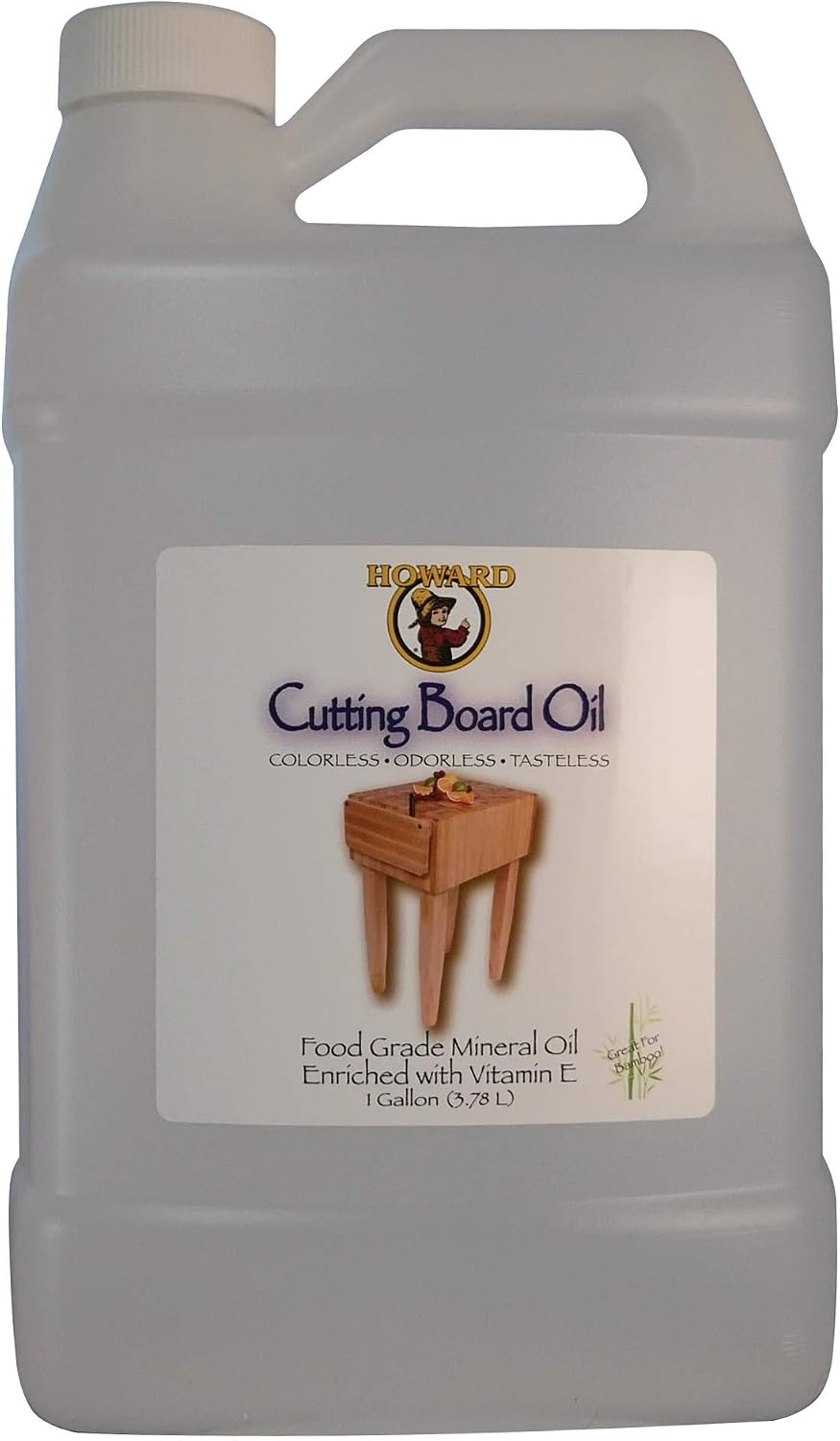 Howard Products Cutting Board Oil, Premium Butcher Block Conditioner: Deep-Penetrating, Food Grade, Revitalizes, Prevents Drying and Cracking. Ideal for Wooden Bowls, Spoons, and More. Size: 1 Gallon