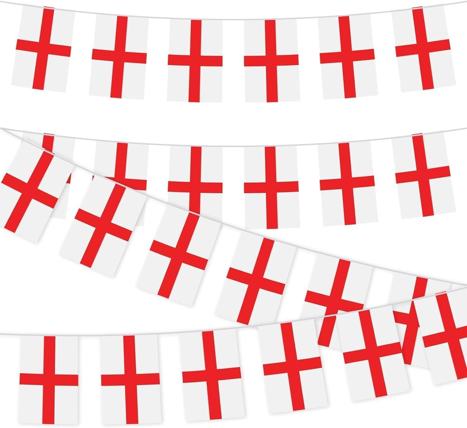 10ft/3m Fabric St Georges England English Bunting Polyester Banner 10 Flags For Street Party Euro Cup Football Rugby Cricket World Cup Decoration