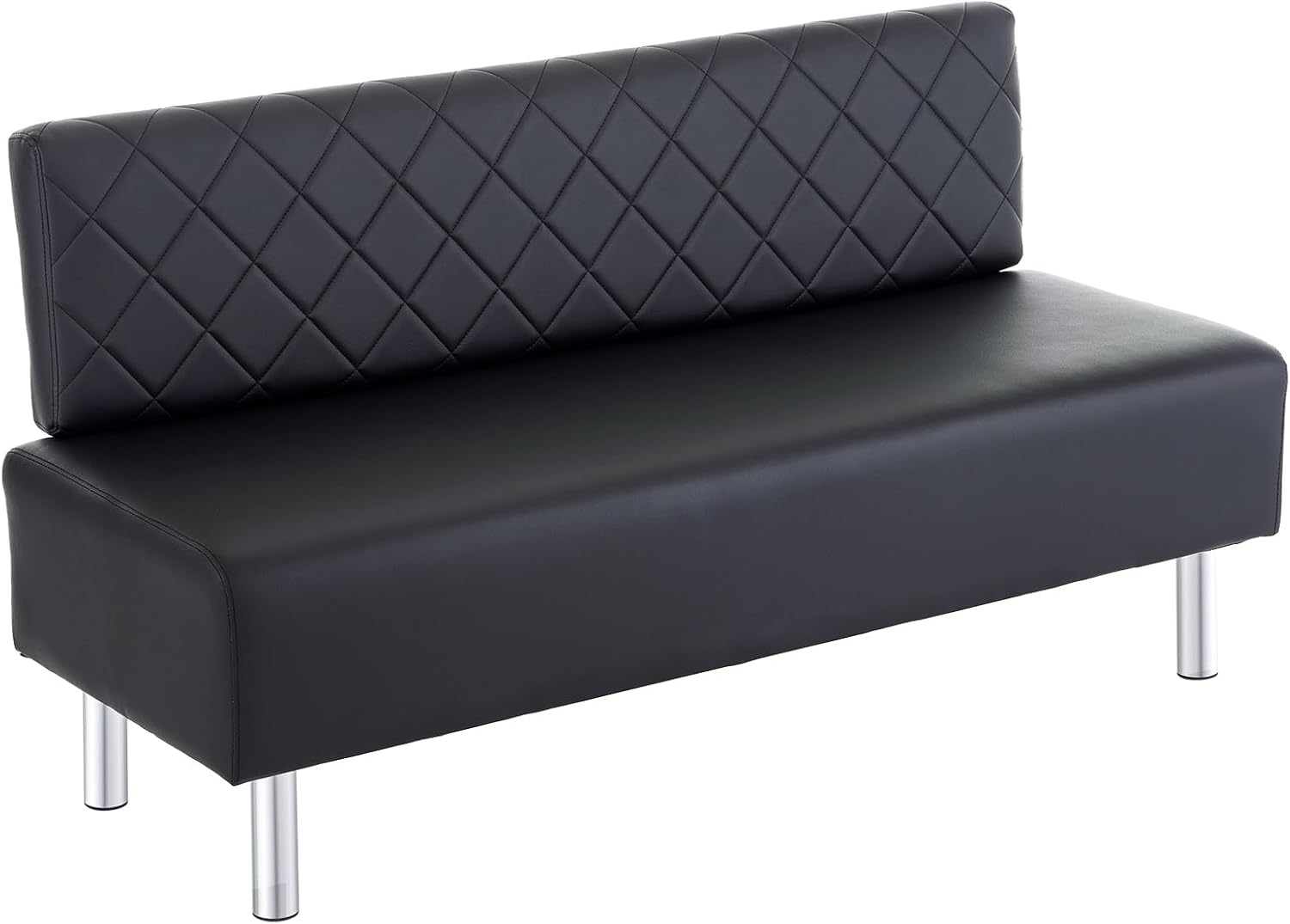 OmySalon Waiting Room Bench with Back, 58.6’’ Office Guest Chair Upholstered Reception Seating, Lobby Furniture for Beauty Salon Barbershop Airport Bank Hall Room Conference, Black