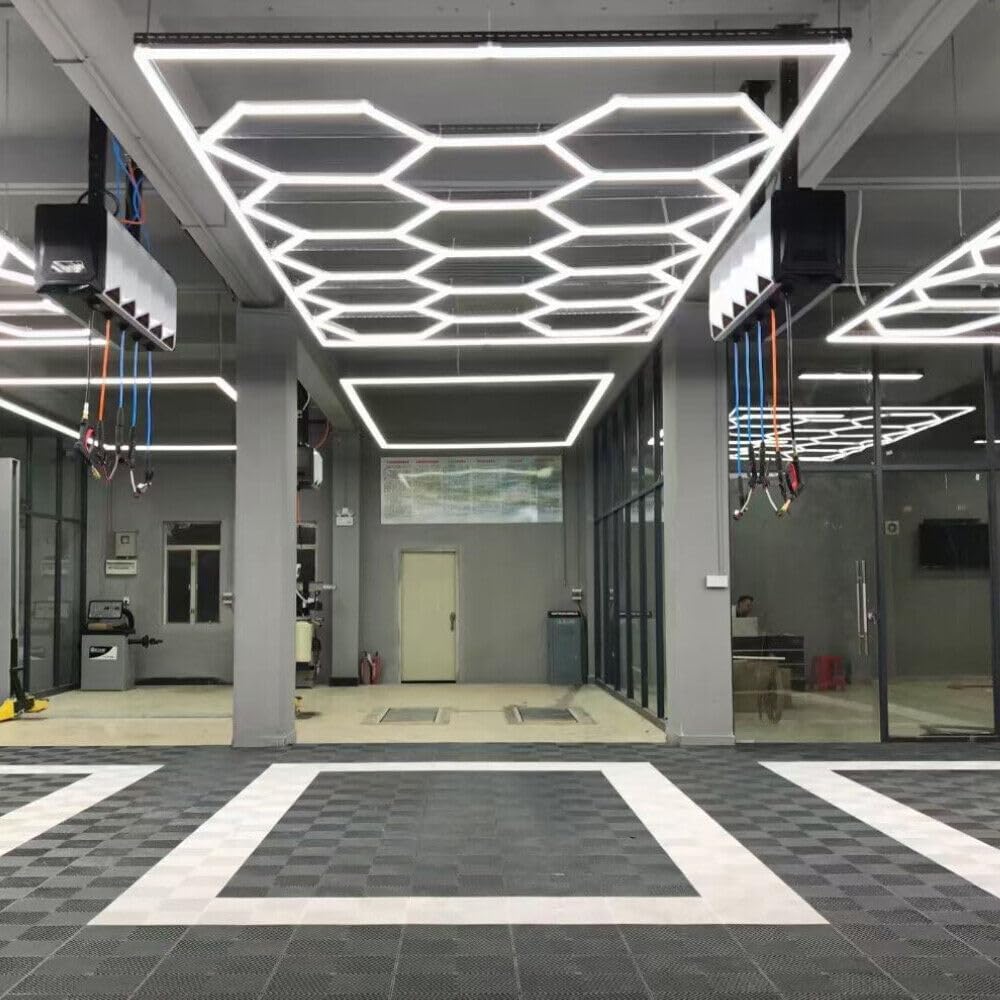 XAEIOW 14 Hexagon LED Light,65W 6500K Super Bright Pure White LED Garage Workshop Lighting for Basement, Warehouse, Car Beauty Salon, Car Detailing Shop, Home, Office(220, Volts)