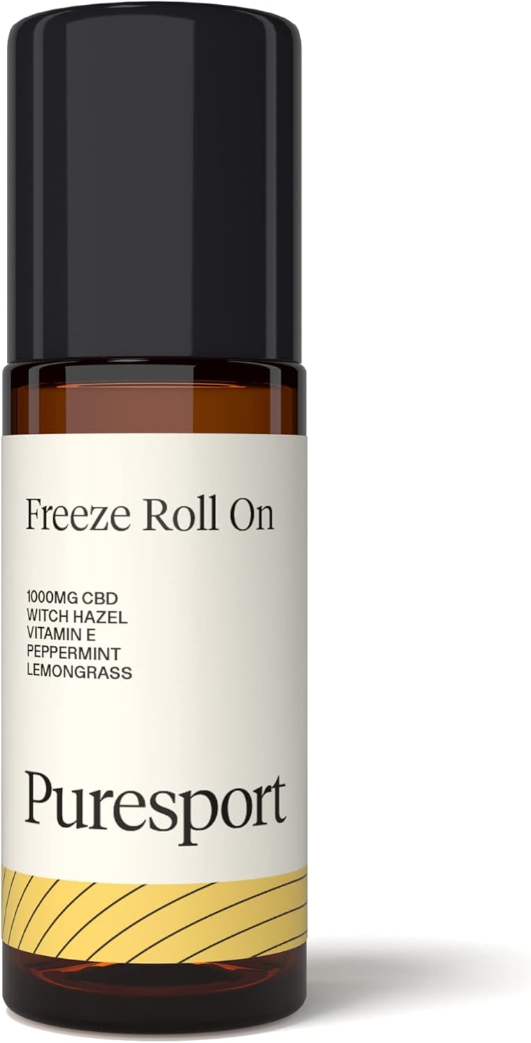 Puresport 1000mg Muscle & Joint Freeze Roll-On | 50ml | Witch-Hazel, Peppermint & Lemongrass Essential Oil | Pain and Muscle Recovery