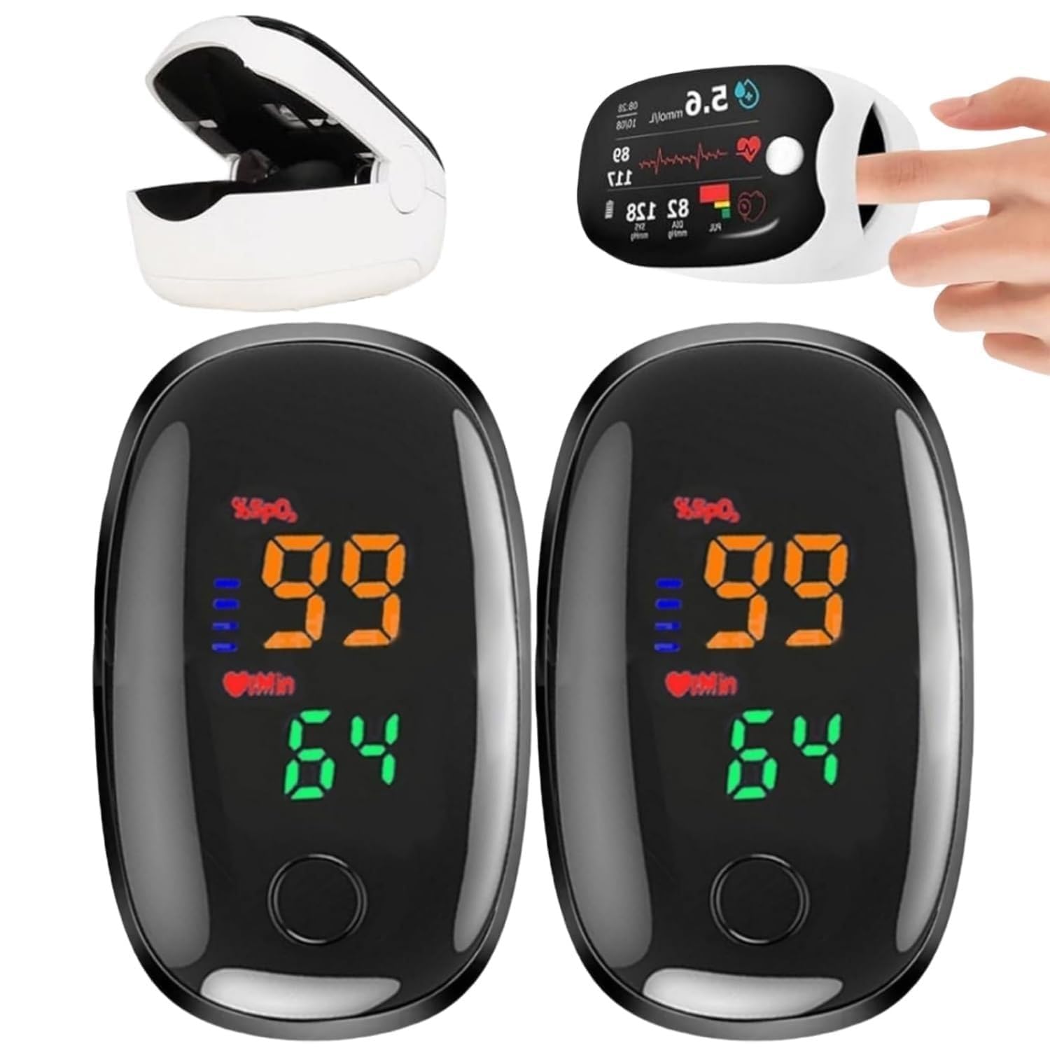 Glucose monitor for Home or Outdoor Use, Non Invasive & pricking, Compact and Portable, 2025 Upgraded Version | 2 Packs, White style