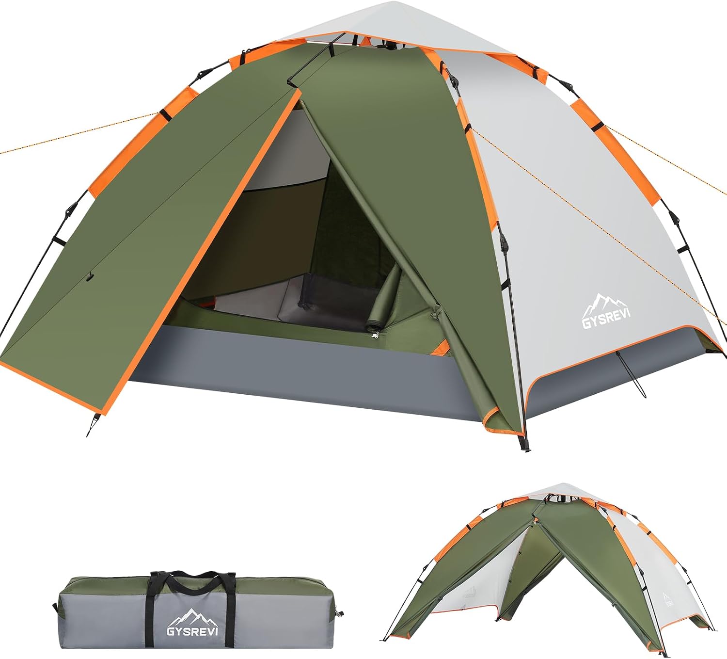 Gysrevi Camping Tent, 3 Man Instant Pop Up Tent Waterproof, Large Double Layer Automatic Dome Tent, Outdoor Backpacking Tents for Camping